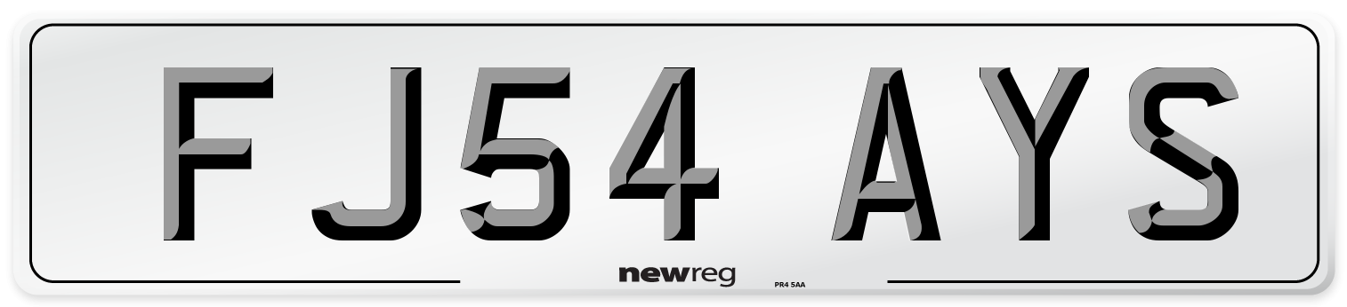 FJ54 AYS Number Plate from New Reg
